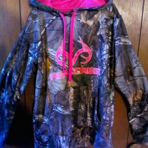 Size small, pink and camo hoodie
